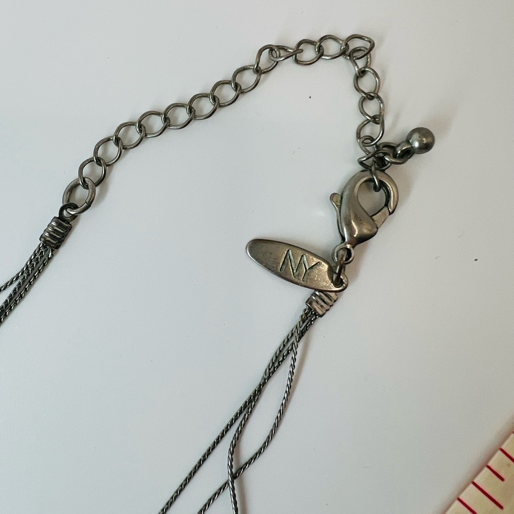 NY & Company Long Black Silver Beaded Statement Necklace - Picture 3 of 3